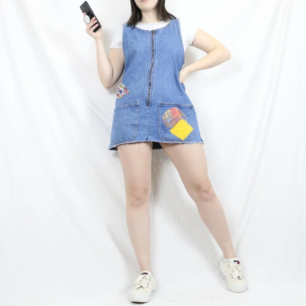 Vintage Denim Patch Dress - Picture 1 of 4